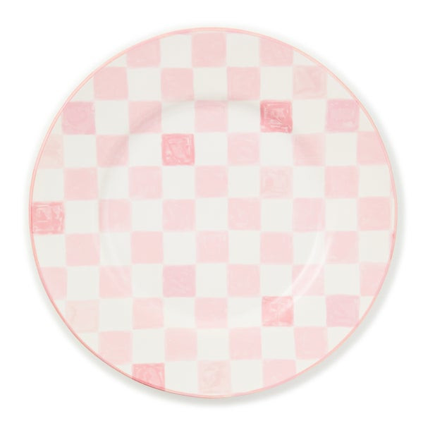 MacKenzie-Childs Pink Check Dinner Plate | MacKenzie-Childs