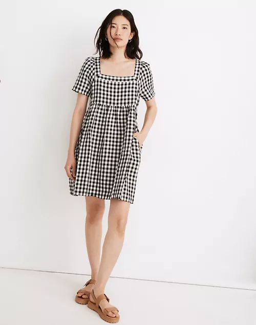Linen-Blend Allie Mini Dress in Gingham Check | Madewell