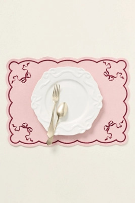 Benedita Bow Cotton Embroidered Placemat | Anthropologie (US)
