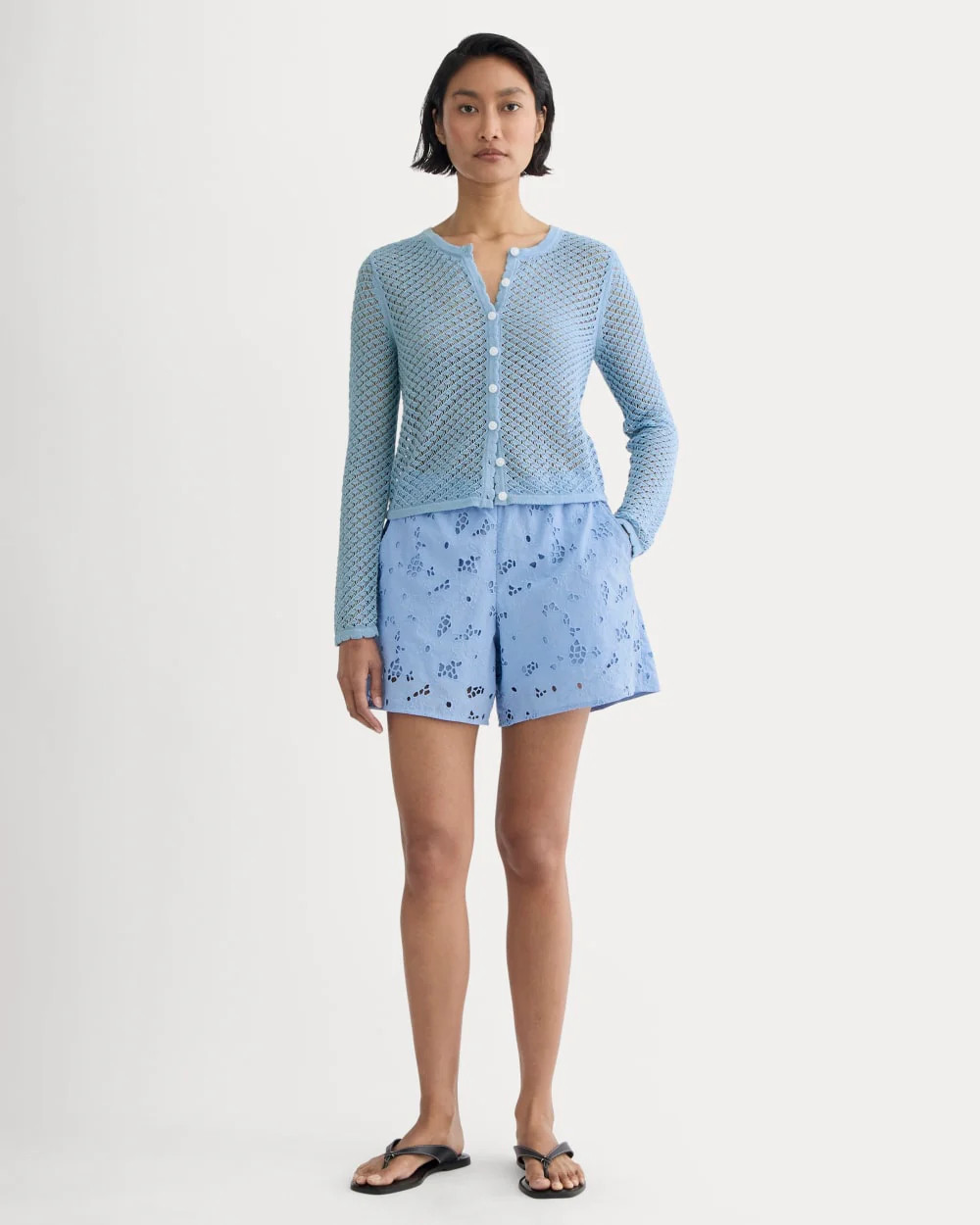 The Eyelet Pull-On Short | Sky Blue | Everlane