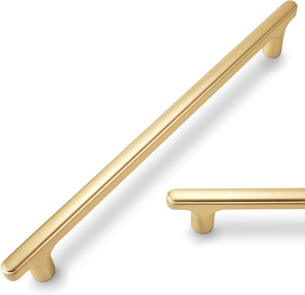 10 Pack 10 inch(254mm) Brushed Brass Kitchen Cabinet Handles Cabinet Pulls Gold Drawer Pulls Kitc... | Amazon (US)
