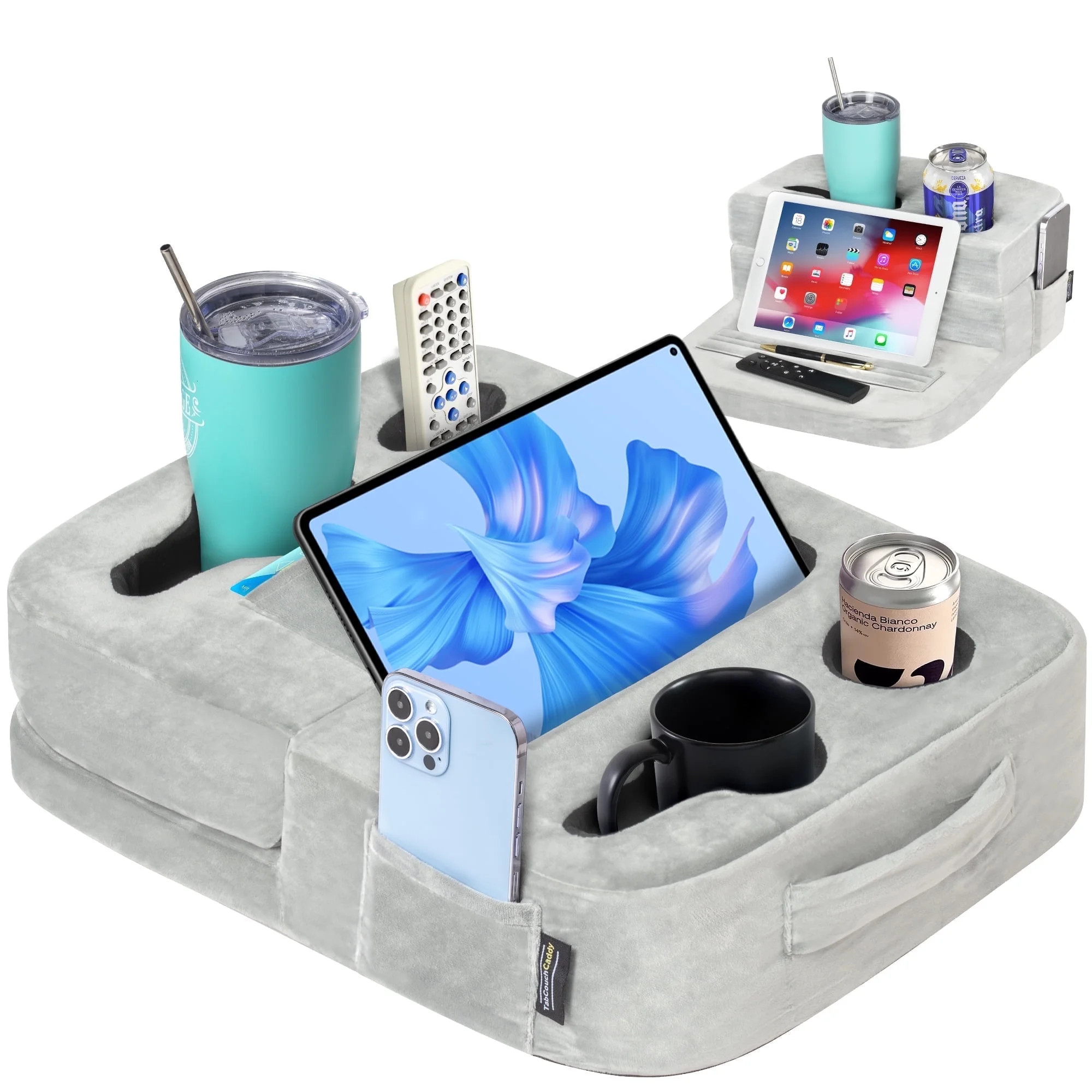 Couch Cup Holder Tray & Tablet Pillow Stand - Bed, Couch Caddy, Sofa, RV & Car - Holds Drinks, Sn... | Walmart (US)