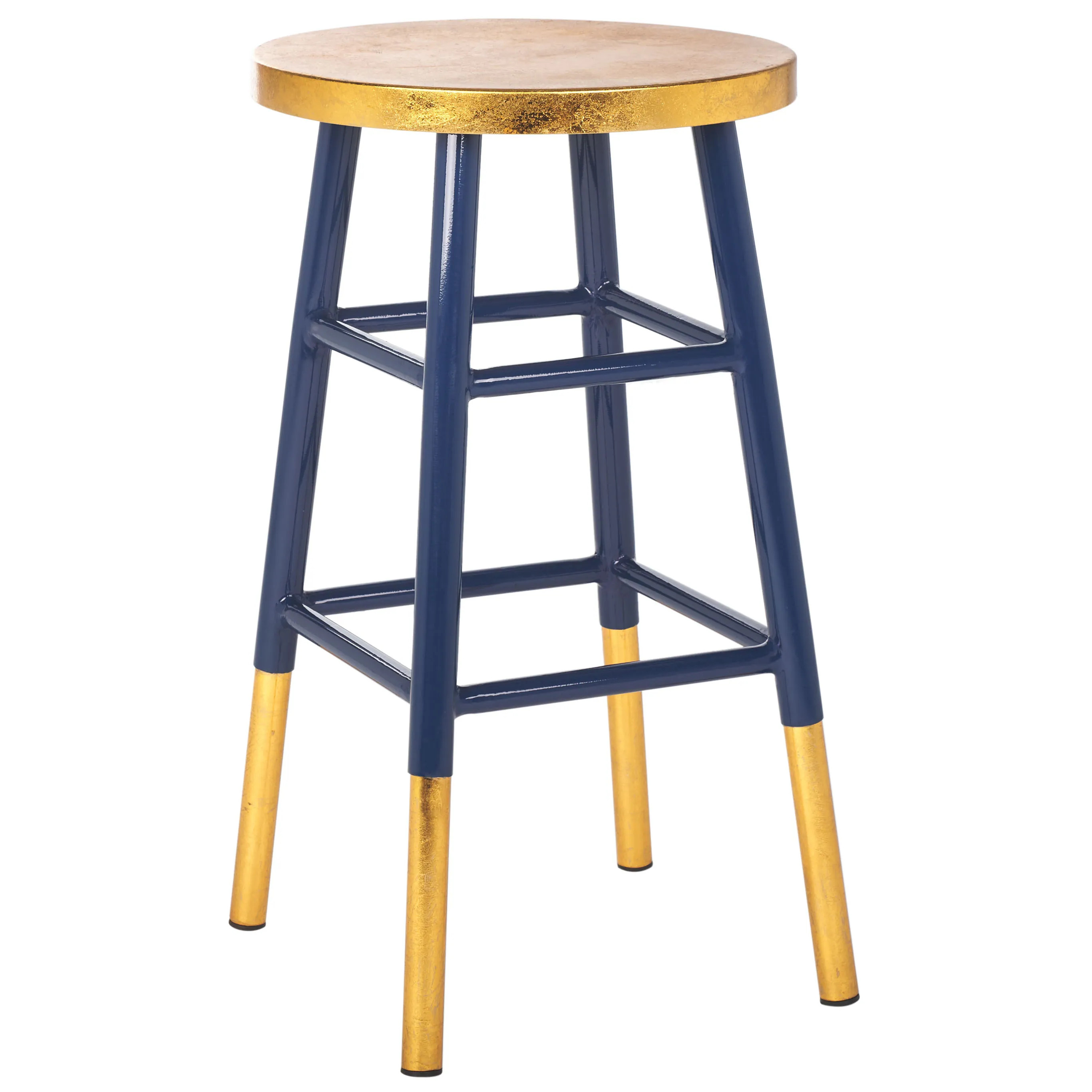 SAFAVIEH Celine 24-inch Navy/ Gold Counter Stool - 13.5" x 13.5" x 24" - 14Wx14Dx24H - Navy/Gold | Overstock