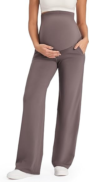 G4Free Maternity Pants Over The Belly Yoga Dress Work Pregnancy Pants Stretchy Lounge Wide Leg Tr... | Amazon (US)