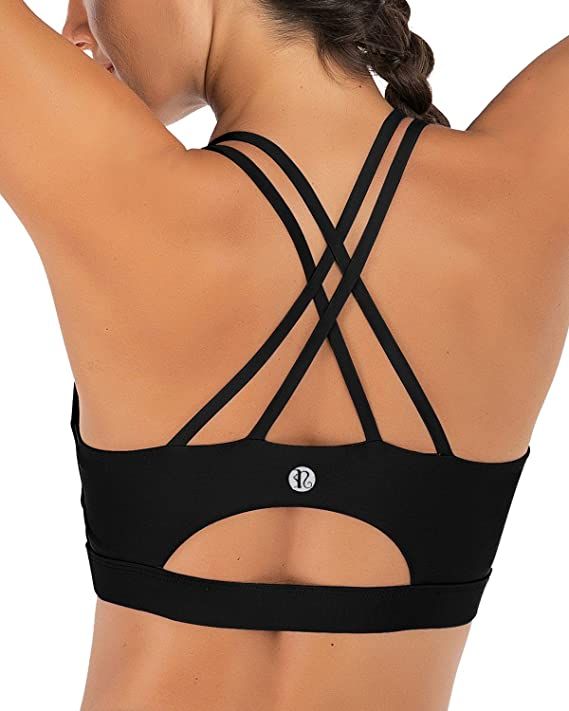RUNNING GIRL Strappy Sports Bra for Women, Sexy Crisscross Back Medium Support Yoga Bra with Remo... | Amazon (US)