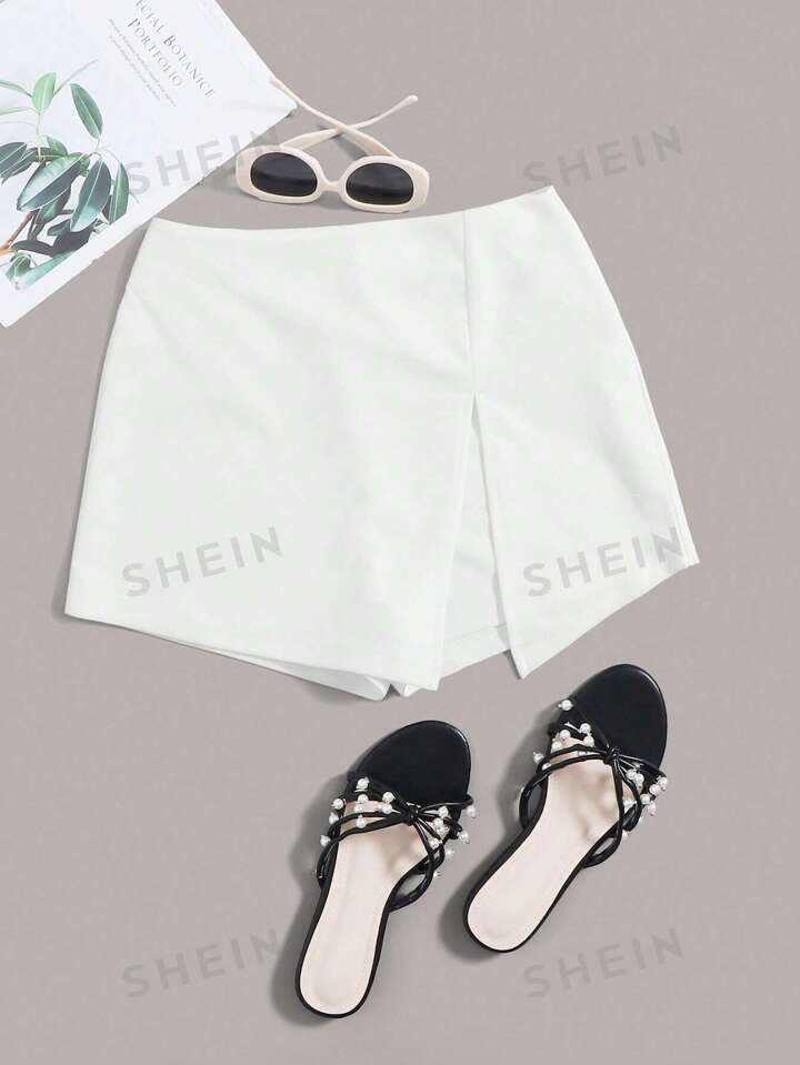 SHEIN Essnce Elastic Waist Split Front  Skort | SHEIN USA | SHEIN