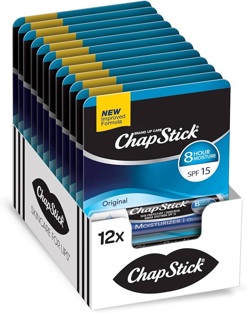 ChapStick Moisturizer Original Lip Balm Tubes, SPF 15 and Skin Protectant - 0.15 Oz (Pack of 12) | Amazon (US)