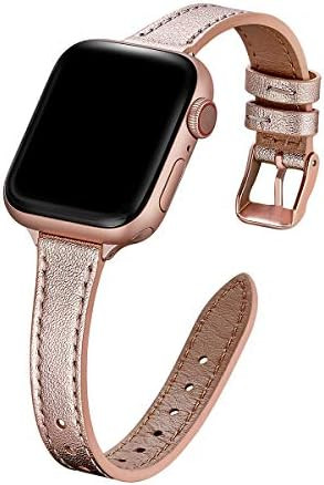 STIROLL Slim Leather Bands Compatible with Apple Watch Band 38mm 40mm 41mm 42mm 44mm 45mm,Top Grain  | Amazon (US)
