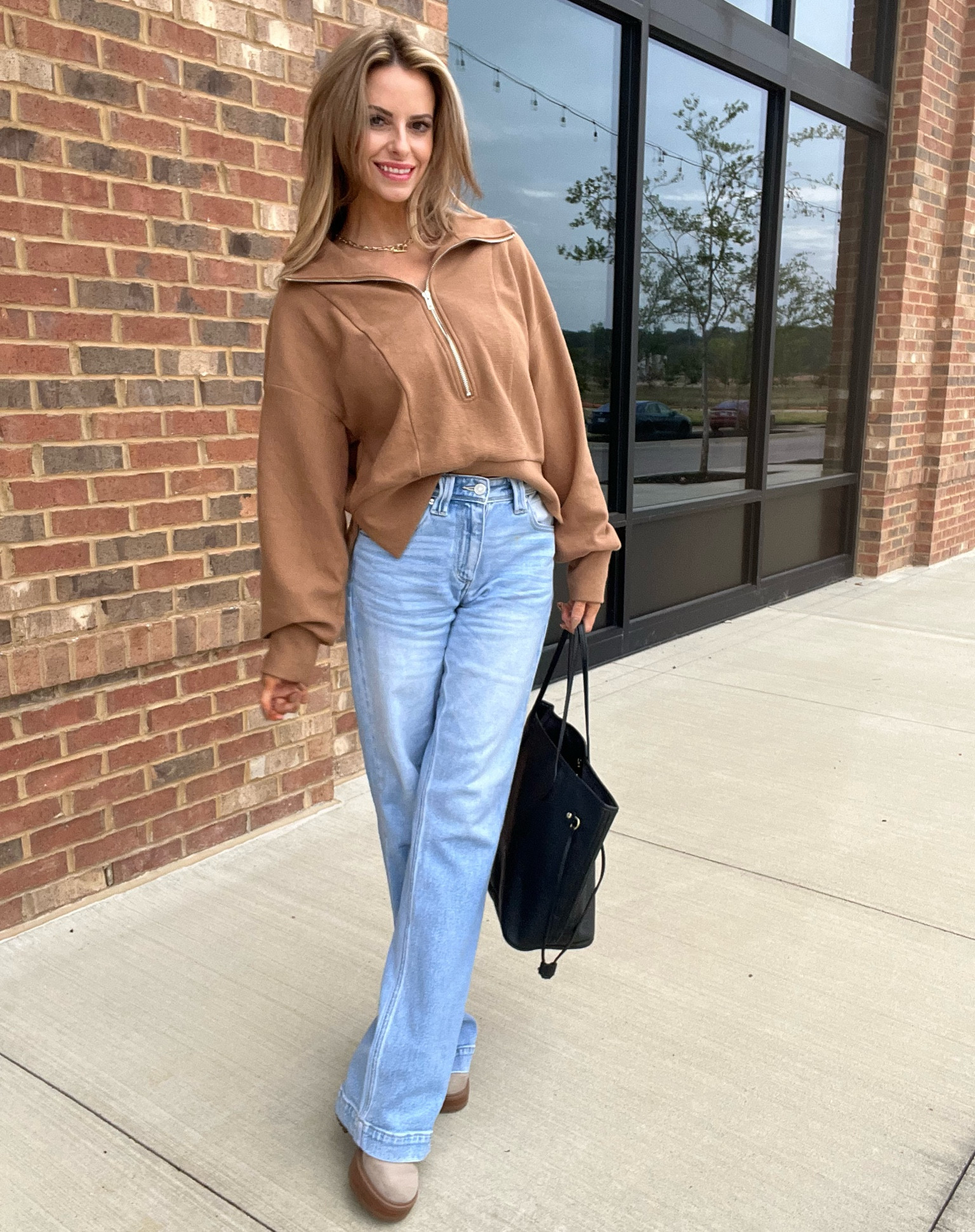 Another cute Amazon Find! Half zip sweater/sweatshirt. It’s slightly cropped but not too cropped. Paired it with these wide leg jeans from Kankan. (Linking similar but not exact style for jeans)

#LTKSeasonal #LTKHolidaySale #LTKGiftGuide