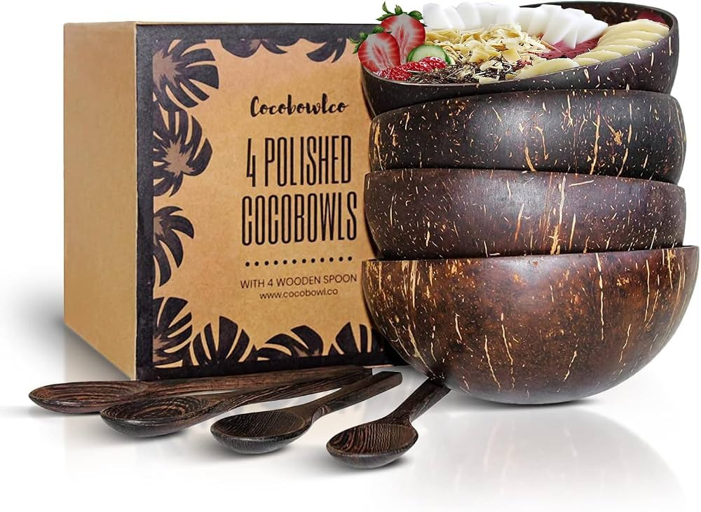 Coconut Bowl & Wooden Spoons Bowl Set - Birthday Gifts for Women - Coconut Bowls for Eco Friendly... | Amazon (US)