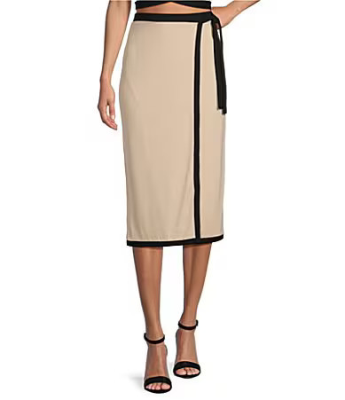 Gianni Bini Dena Ribbed Knit Coordinating Front Midi Wrap Skirt - M | Dillard's