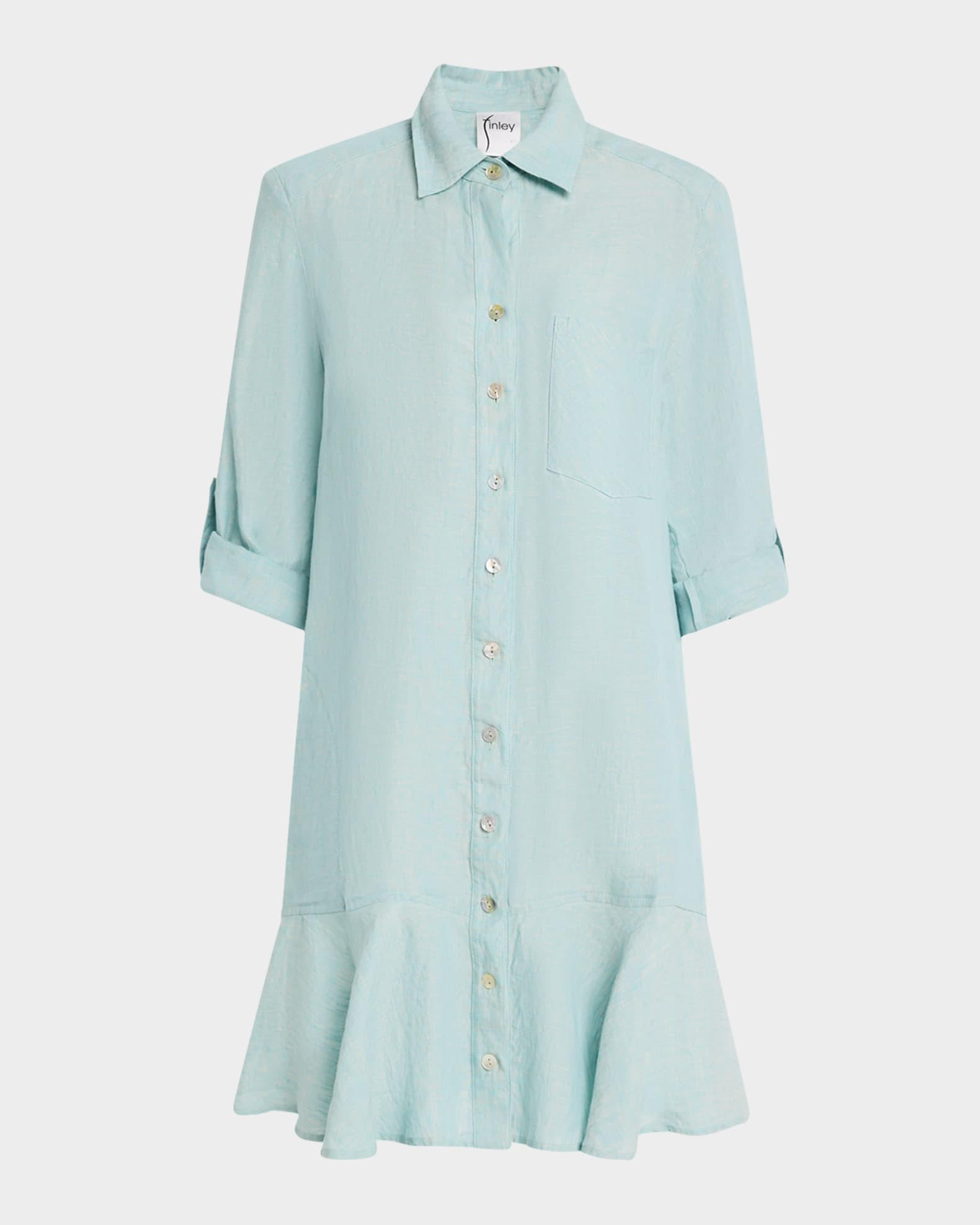 Finley Flounce Linen Chambray Shirtdress | Neiman Marcus