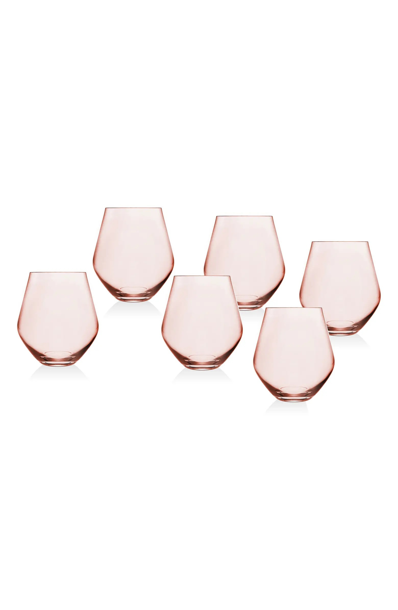Meridian Blush Set of 6 Stemless Glasses | Nordstrom