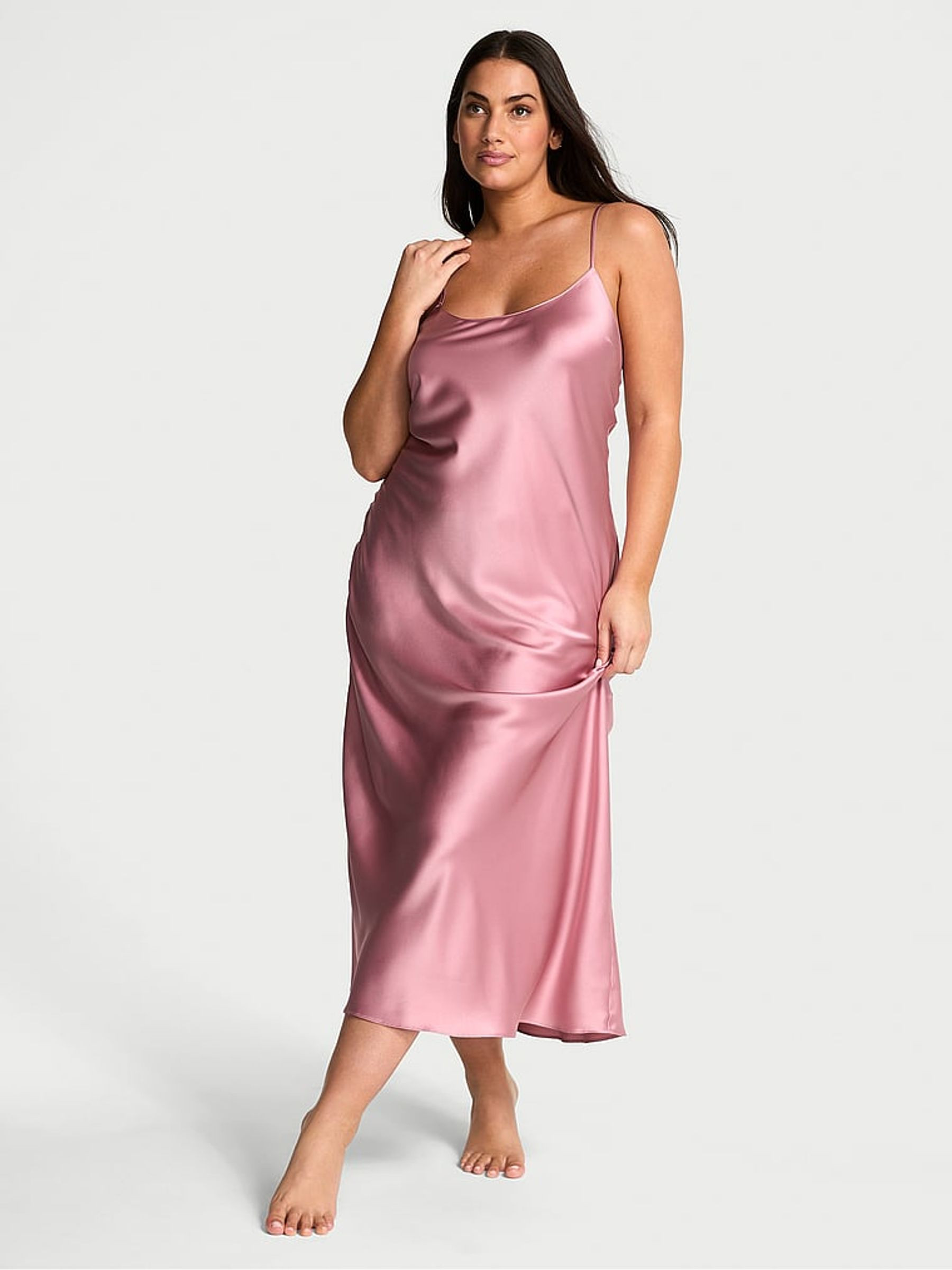 Dusk Mauve Pink Midi Satin Open Back Slip | Victoria's Secret UK | Victoria's Secret UK