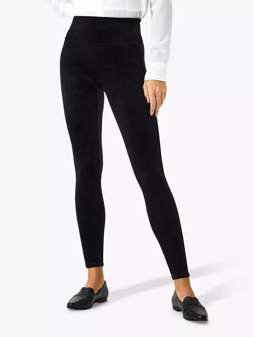 Spanx Velvet Leggings, Black | John Lewis (UK)