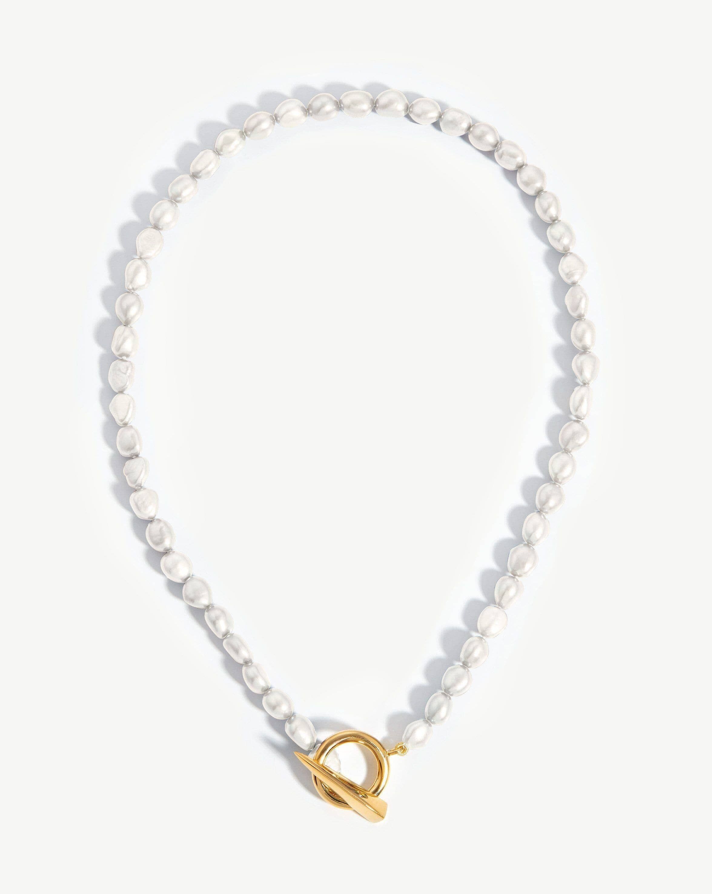 Baroque Pearl Claw T-Bar Necklace | 18ct Gold Plated Vermeil/Pearl | Missoma