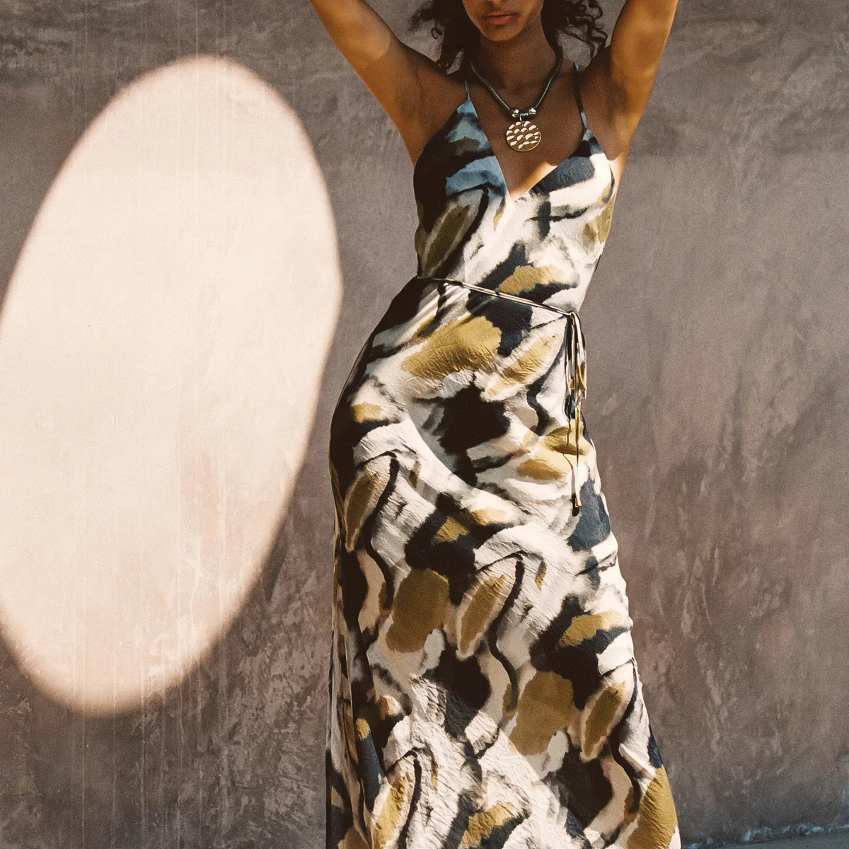 Solmar Olive Abstract Maxi Dress | 12th Tribe