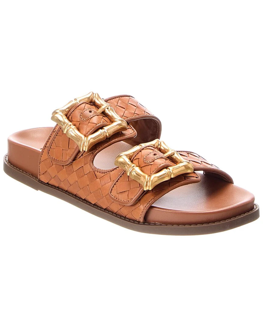 SCHUTZ Enola Sporty Leather Woven Sandal | Shop Simon