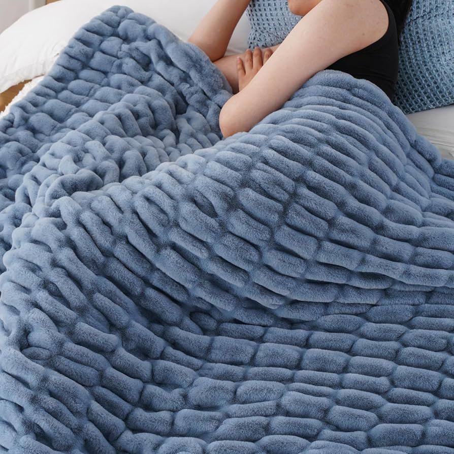 BATTILO Soft Faux Fur Blanket, Large Double Sided Super Soft Fur Blankets and Throws Faux, Bluish... | Amazon (US)