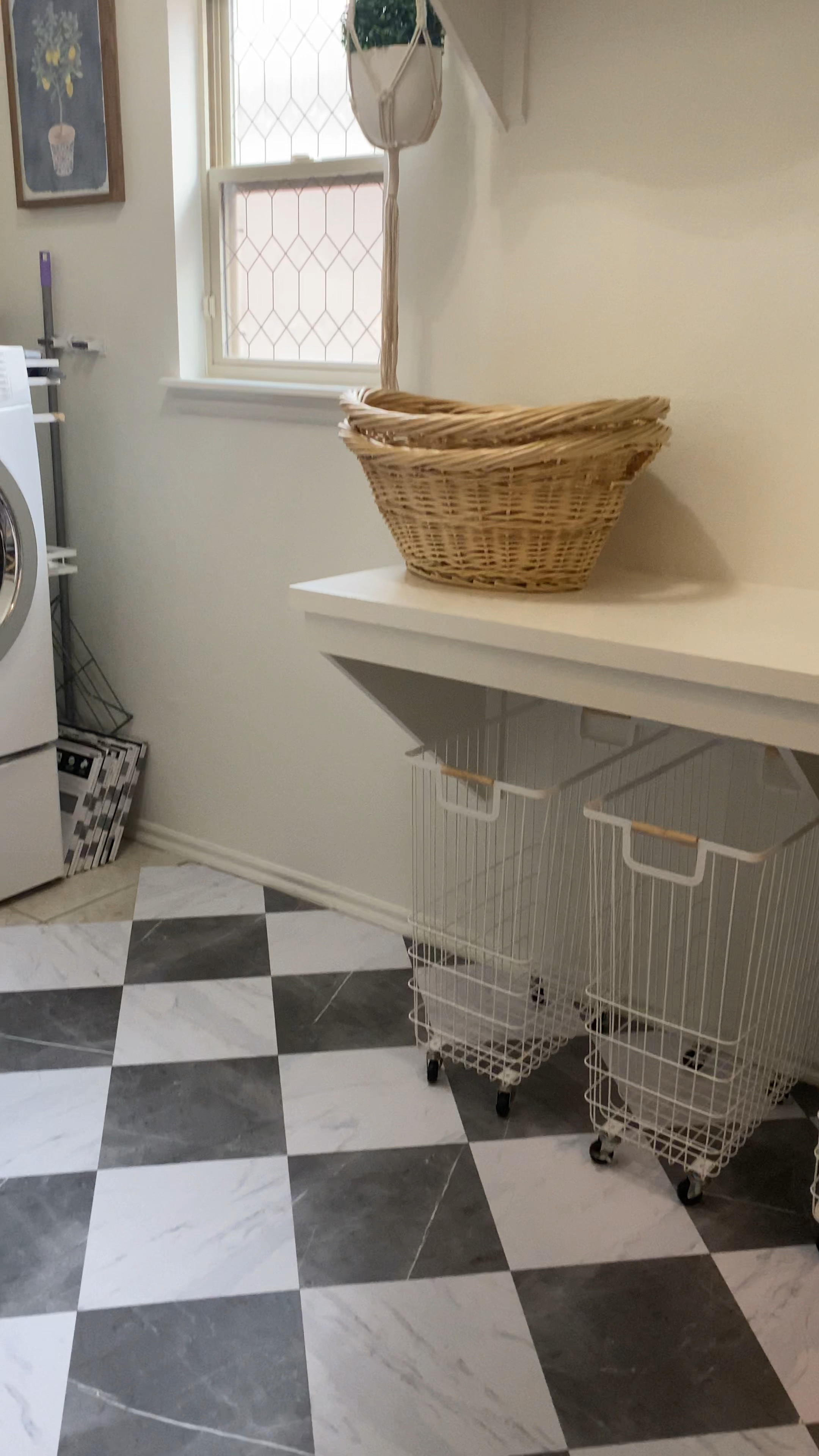 DIY Laundry room makeover! We are in the middle of a house makeover, for sure the laundry room is getting pretty

Peel and stick floor tiles, rolling wire laundry baskets, wicker laundry hampers, window cling, washer and dryer, laundry decor

#LTKHome