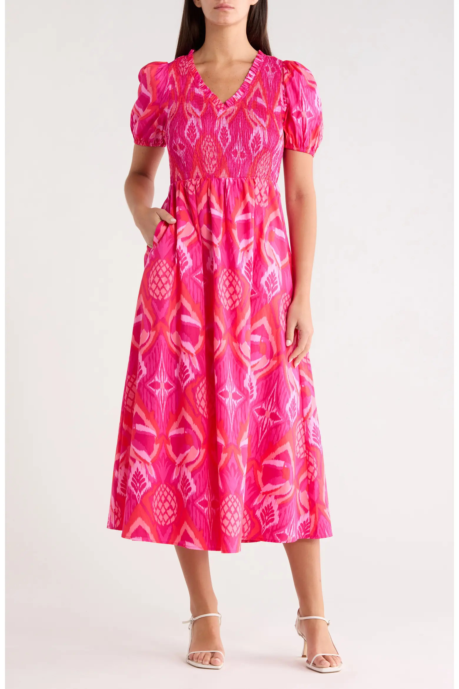 Prissa Ikat Brenty Smocked Midi Dress (Women) | Nordstrom | Nordstrom