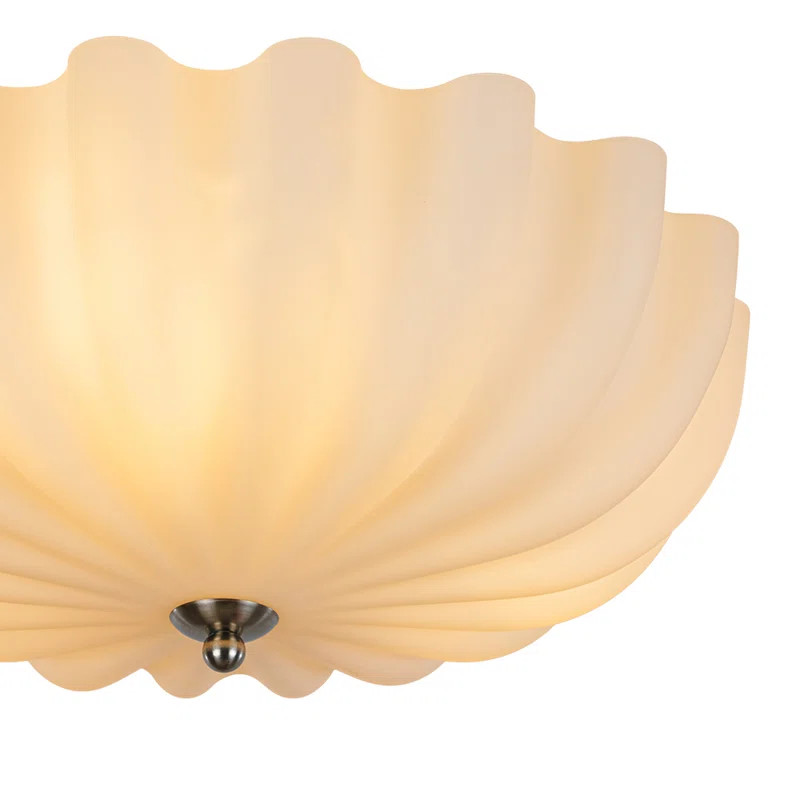 3-Light Opal Pleated Glass Semi-Flush Mount | Wayfair North America