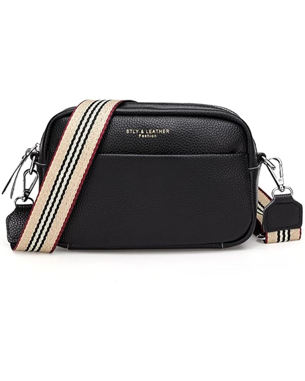 Crossbody Bag for Women Genuine Leather Wide Strap Shoulder Bag Purse Trendy Design Camera Crossb... | Amazon (US)
