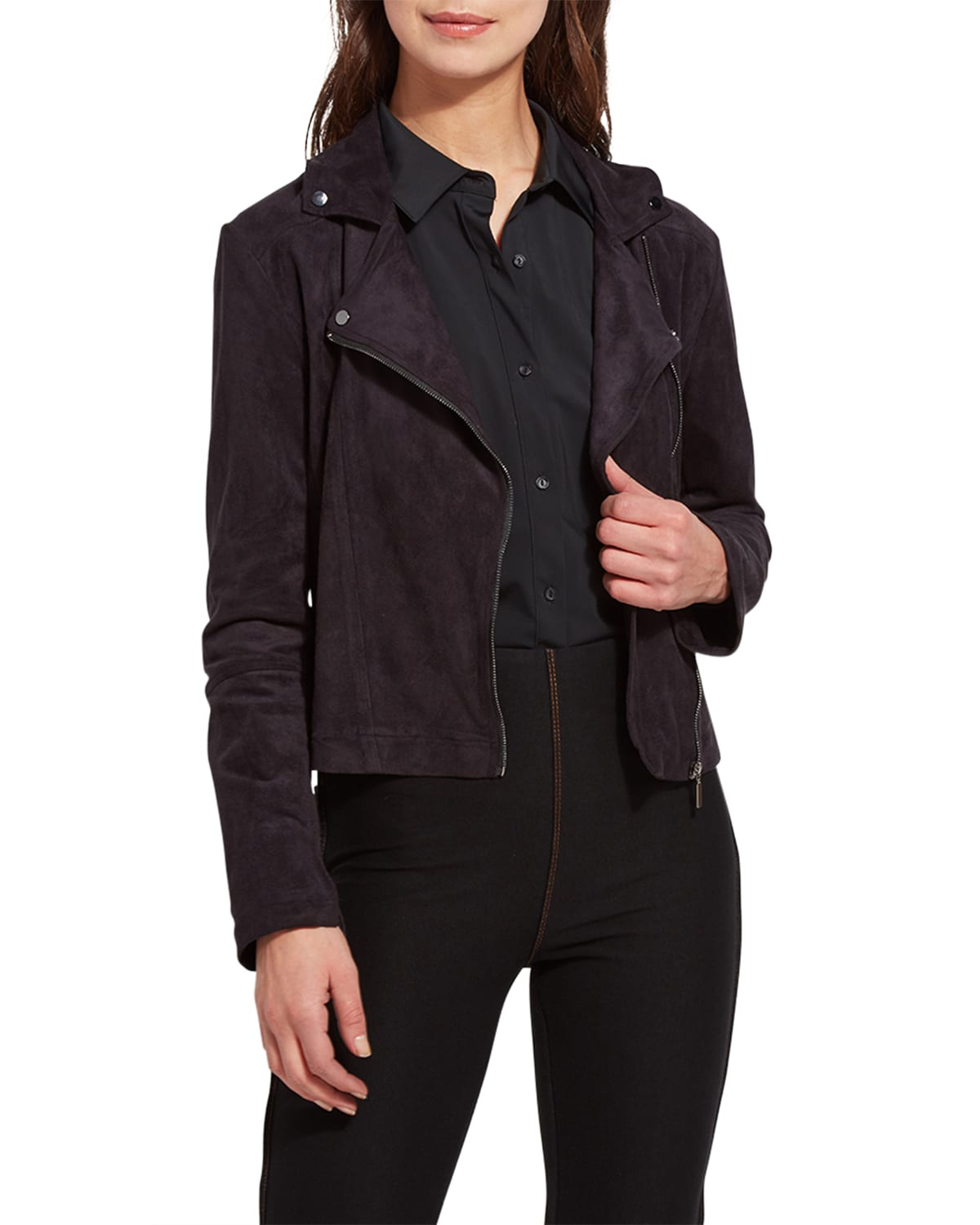 Vegan Suede Moto Jacket | Neiman Marcus