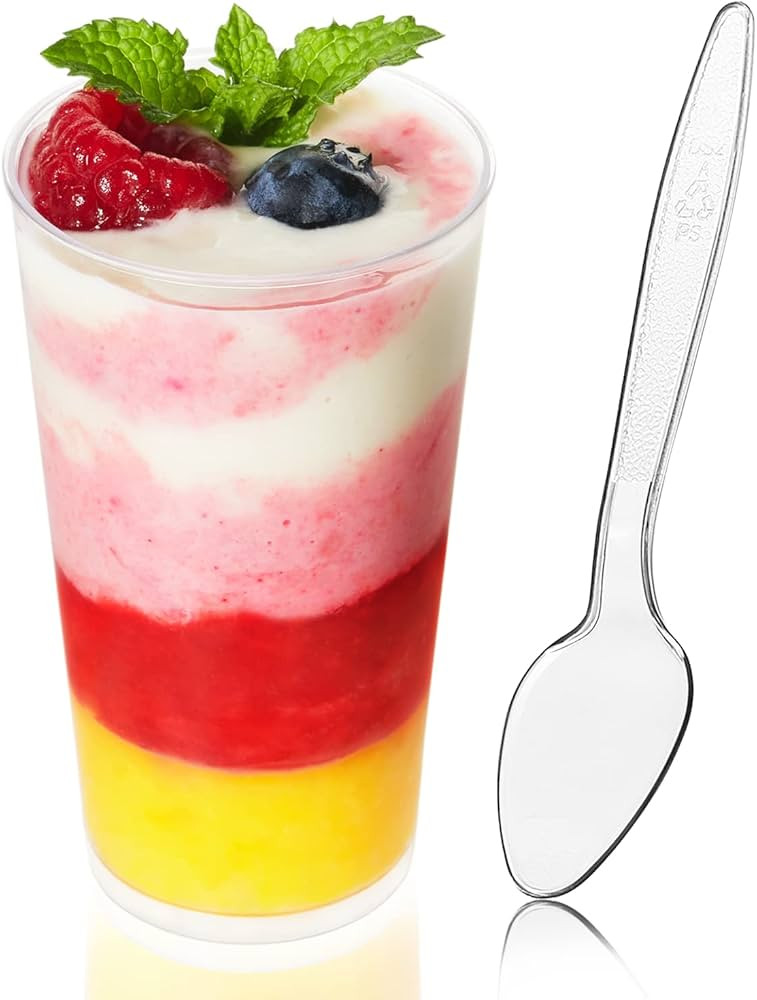 Zezzxu 50 Pack 3 oz Dessert Cups with Spoons, Mini Shooter Cups for Desserts, Small Plastic Shot ... | Amazon (US)