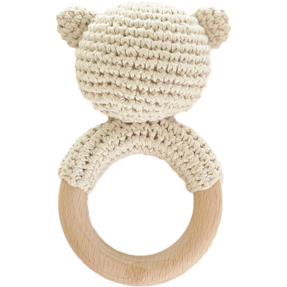 Cotton Crochet Rattle Teether Bear | Maisonette