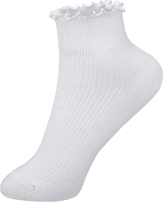 Joyingtwo Womens Ankle Casual Socks Lace Ruffle Low Cut Knit Cotton Lettuce Socks for Women Girls... | Amazon (US)