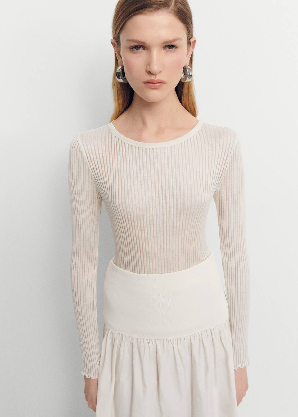 Long sleeve silk t-shirt -  Women | Mango USA | MANGO (US)