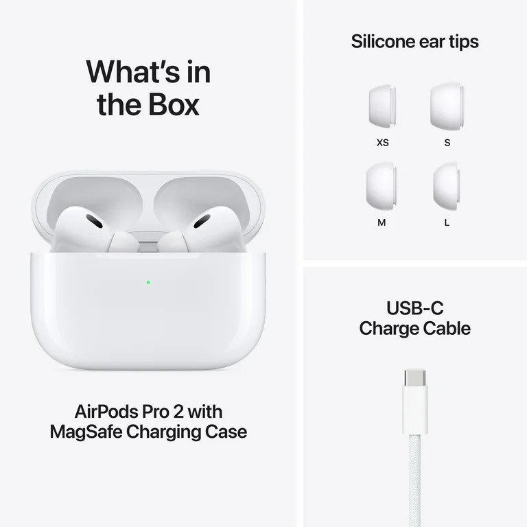 Apple AirPods Pro 2, Wireless Earbuds, Active Noise Cancellation, Hearing Aid Feature | Walmart (US)