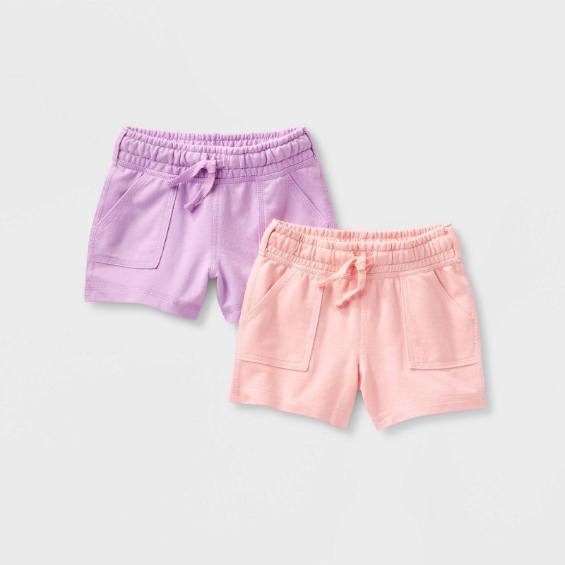 Toddler Girls' Adaptive 2pk Knit Shorts - Cat & Jack™ Violet/Blush Pink | Target