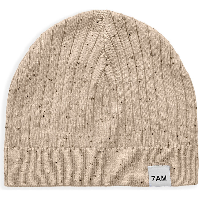 7AM Enfant | Ribbed Knit Retro Beanie, Oat (Beige, Size 0-6M) | Maisonette | Maisonette