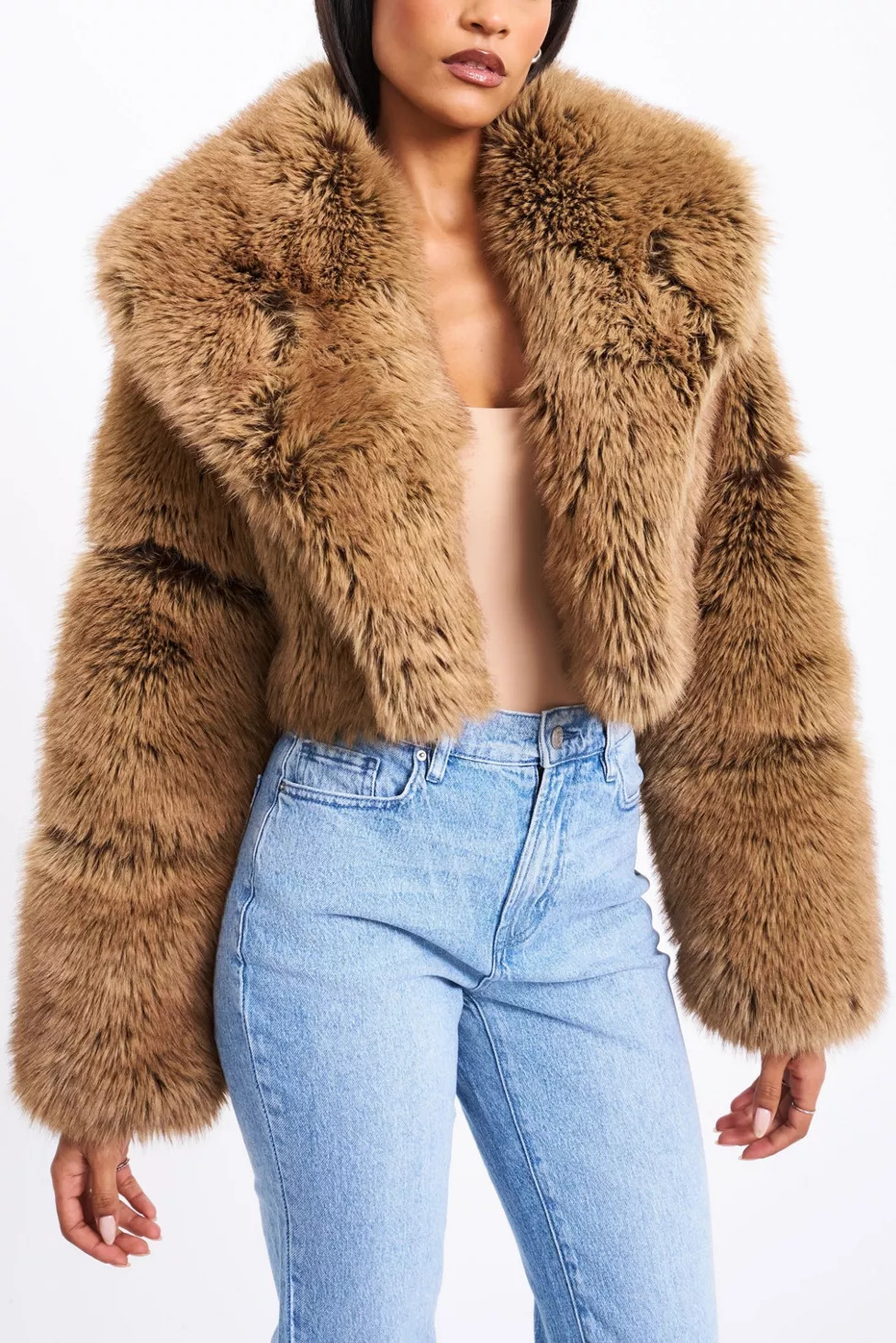 Miss Circle Yadavi Vegan Fur Cropped Jacket | Urban Outfitters (US and RoW)