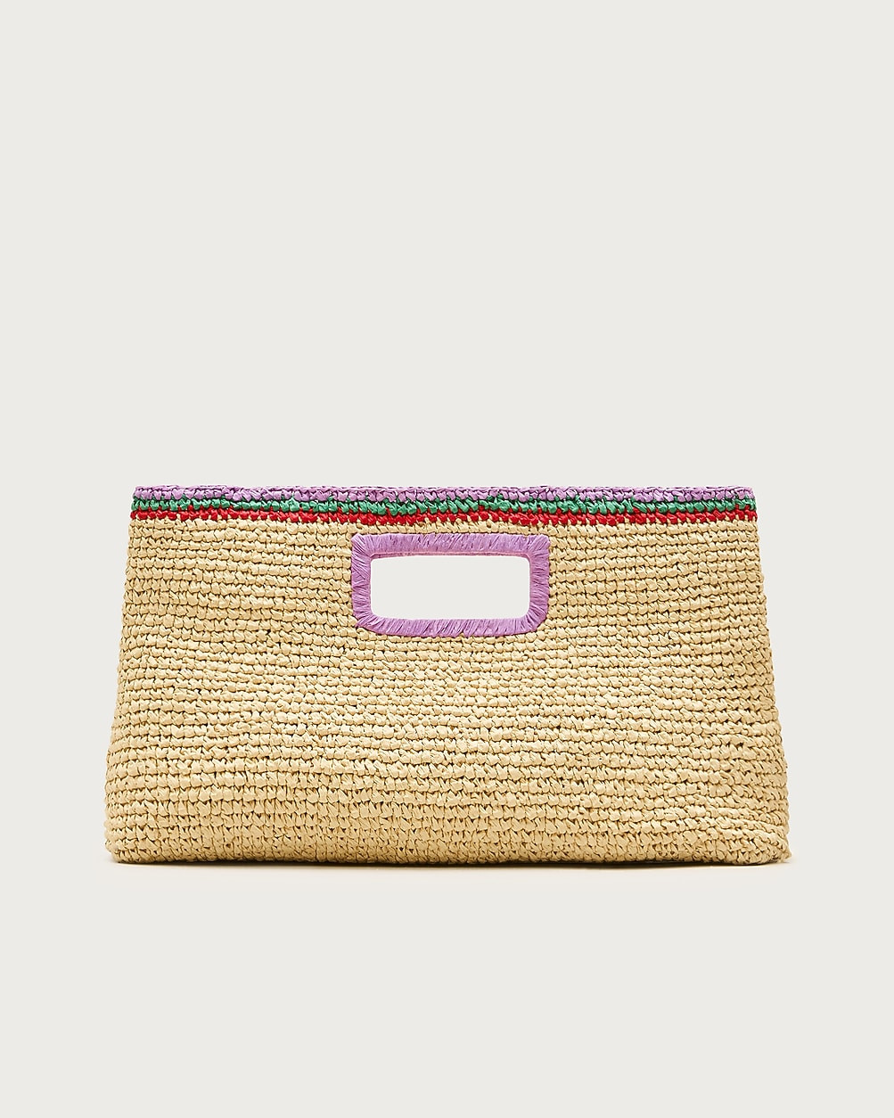 Handwoven straw rectangular clutch with contrast trim | J. Crew US