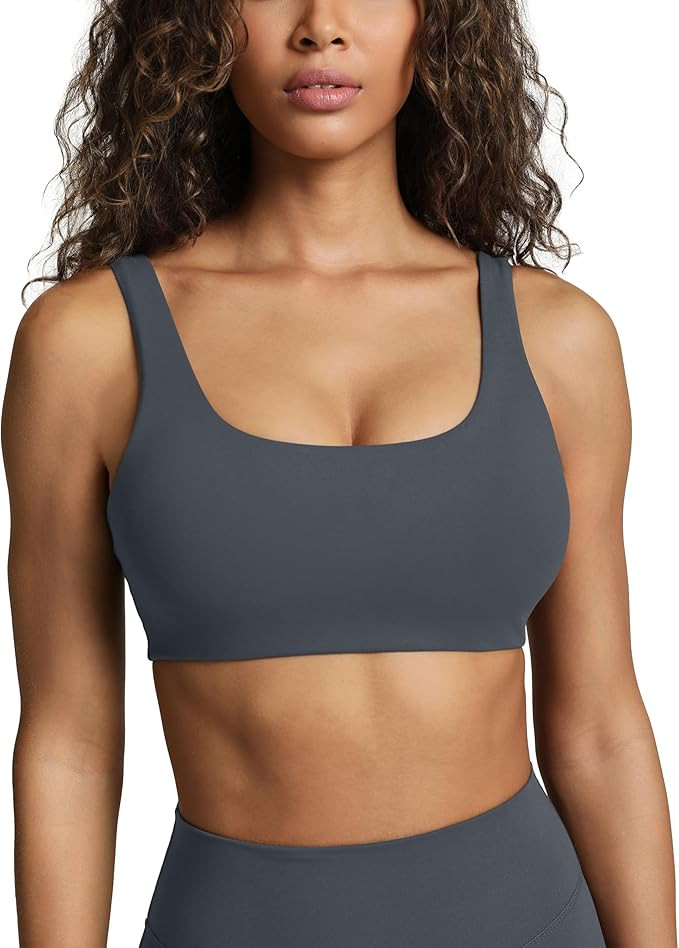 PAVOI ACTIVE Buttery Soft Sports Bras for Women - High Support Low Scoop Neck U Back Padded Yoga ... | Amazon (US)