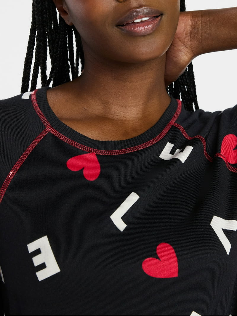 Joyspun Women's Cozy Lounge Collection Hacci Knit Long Sleeve Sleep Top, Sizes XS-3X | Walmart (US)