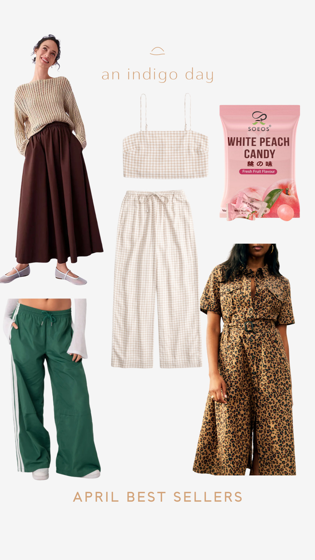 April best sellers - loft poplin skirt, track pants, abercrombie matching linen set, white peach candies from amazon, leopard print sezane shirt dress 

 #LTKFindsUnder50 #LTKFindsUnder100 #LTKStyleTip