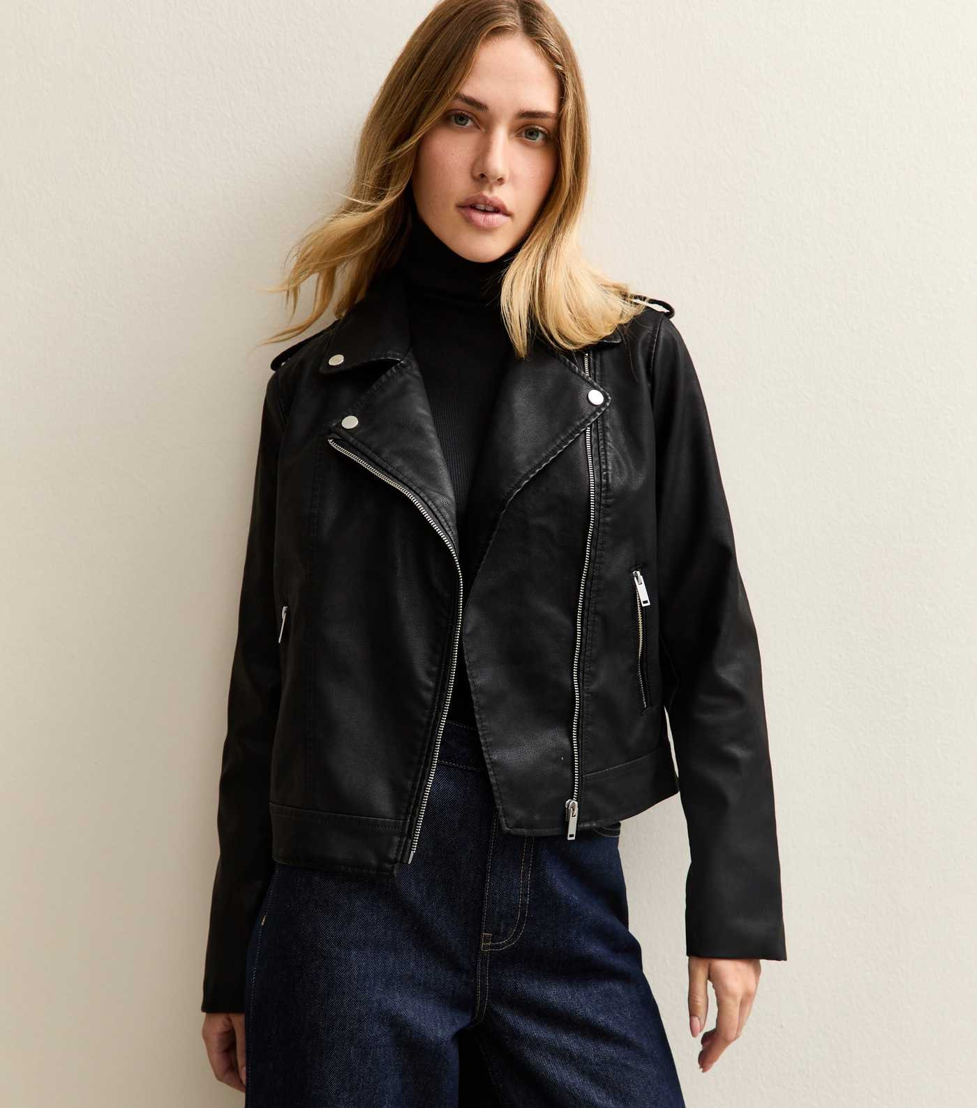 Black Leather-Look Biker Jacket
						
						Add to Saved Items
						Remove from Saved Items | New Look (UK)