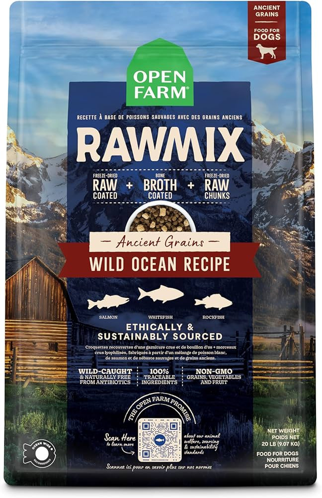 Open Farm, RawMix Dry Dog Food with Ancient Grains, Protein-Packed Kibble Coated in Bone Broth wi... | Amazon (US)