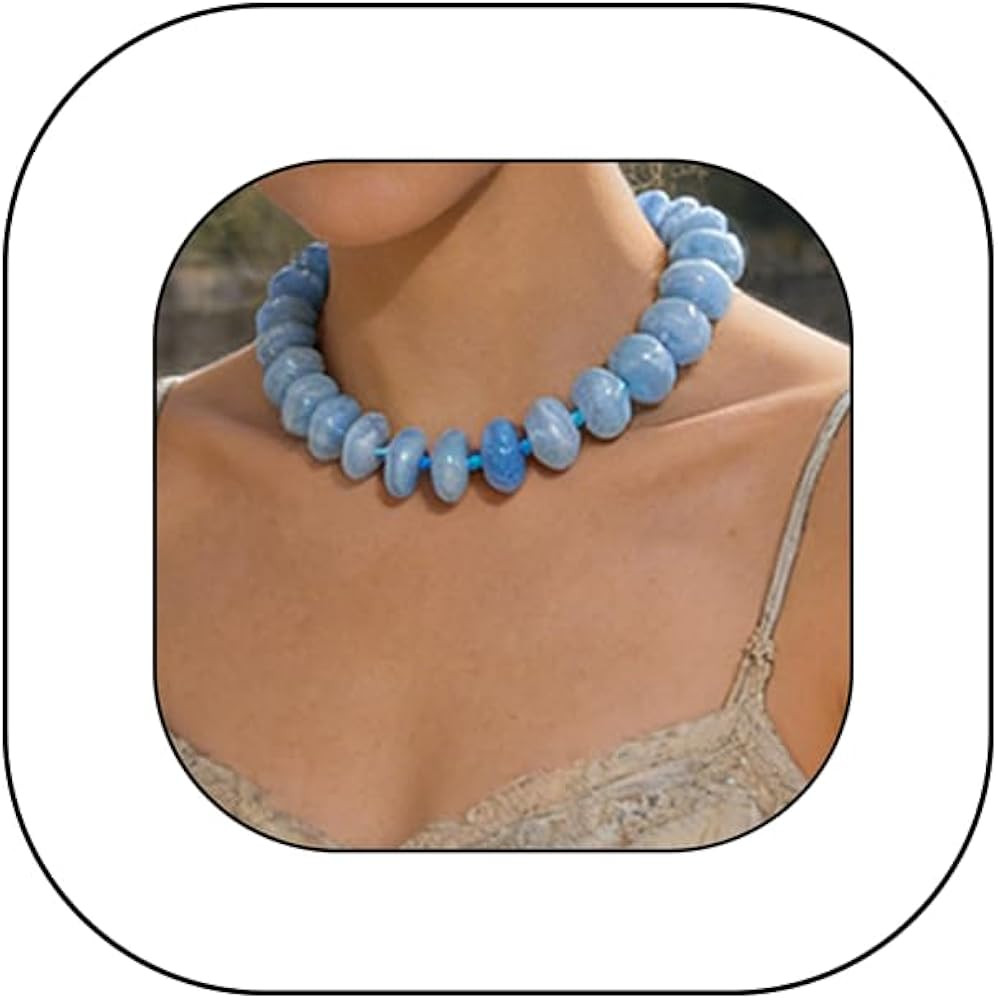 Colorful Chunky Beaded Necklace for Women Men Big Resin Acrylic Bead Choker Necklace Costume Part... | Amazon (US)