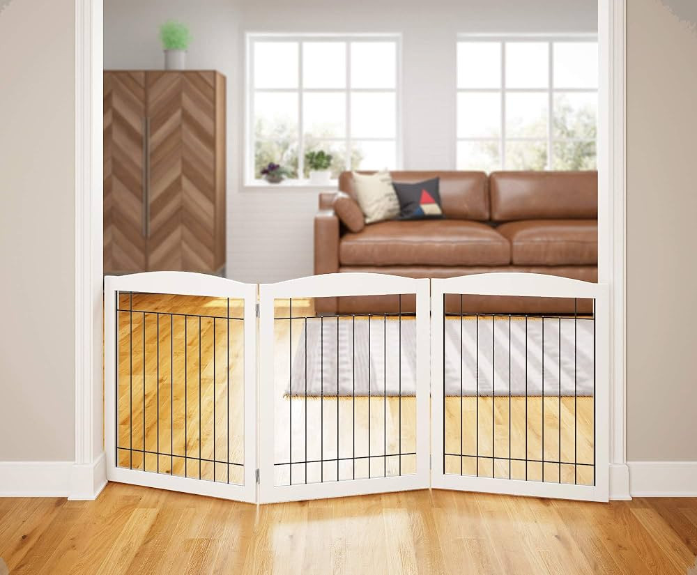PAWLAND Extra Wide Dog gate for The House, Doorway, Stairs, Freestanding Foldable Wire Pet Gate, ... | Amazon (US)