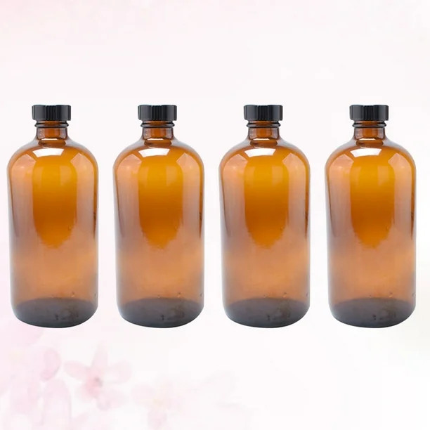 Glass Amber Bottles Bottle 4 Ozbakelite Lid Refillable Jars Essential Oil 4Oz Lids Brown Round | Walmart (US)