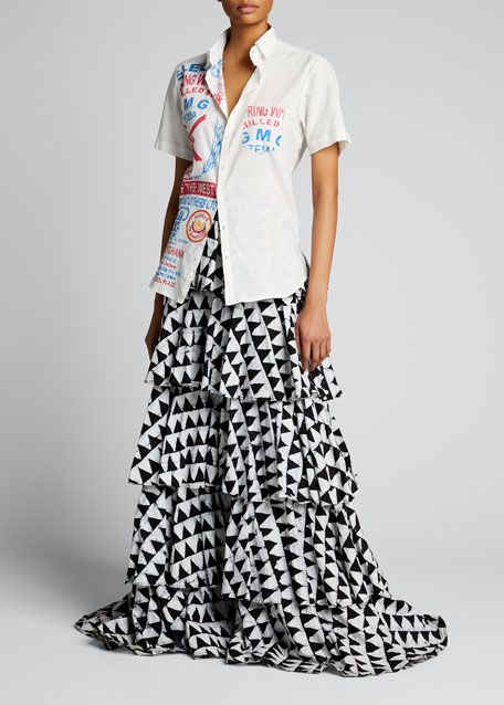 Studio 189 Mini Jazzy Geometric-Print Tiered Ruffle Skirt | Bergdorf Goodman