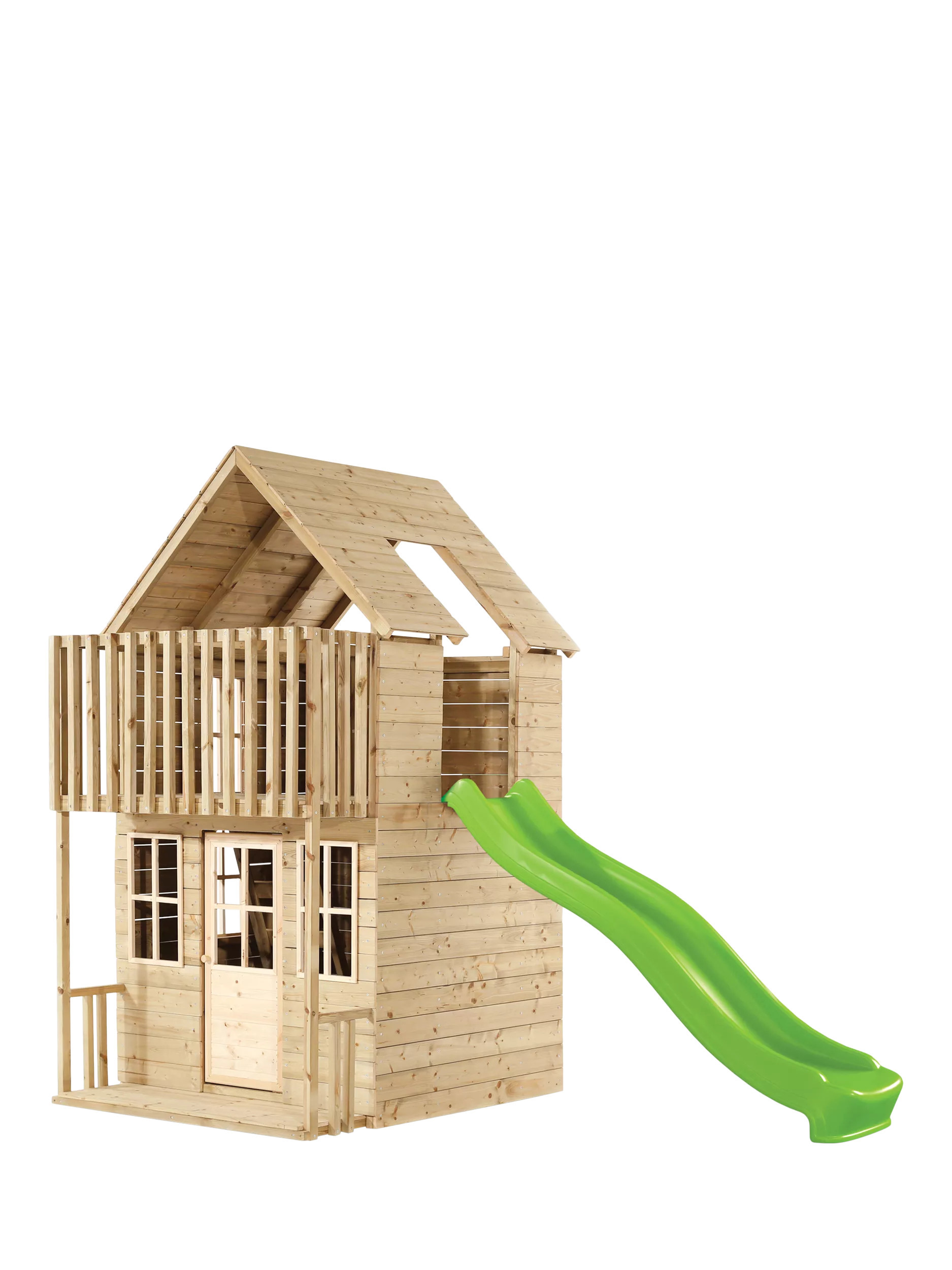 TP Toys Skye 2 Storey Wooden Playhouse with Wavy Slide | John Lewis (UK)