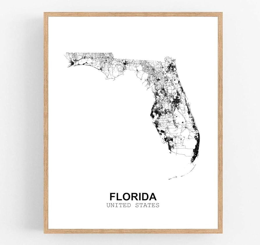 Eleville 8X10 Unframed Florida United States Country View Abstract Road Modern Map Art Print Post... | Amazon (US)