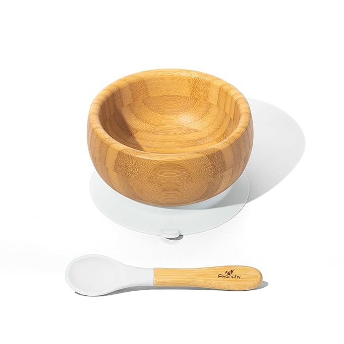 Avanchy Bamboo Baby Bowl with Spoon and Removable Silicone Suction Base – Non-Toxic, BPA-Free F... | Amazon (US)