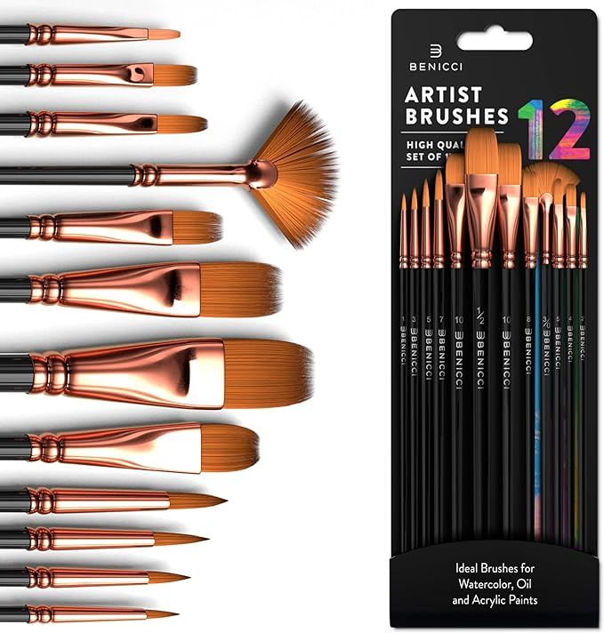 Professional Artist Paint Brush Set of 12 - Painting Brushes Kit for Kids, Adults Fabulous for Ca... | Amazon (US)